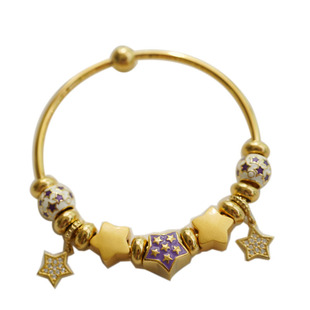 百搭镀金隔珠内置胶圈款可穿3D硬金手绳3mm定位间隔珠固定扣DIY散