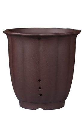 紫砂精品手工兰花盆春蕙墨达摩圆