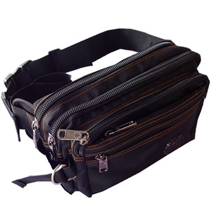 结实牛津布大腰包 男女通用作生意装零钱多层6大拉链休闲腰间挎包