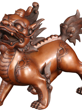 徽匠铜韵 紫铜貔貅饰品电视柜酒柜铜工艺家居礼品公司开业皮丘