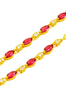 创缘镀黄金简约风合成宝石手链