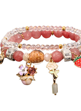 奥地利水晶手链女款红色甜美串珠