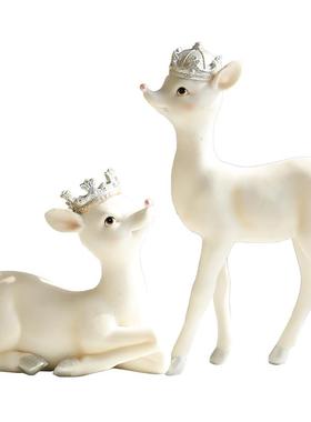 欧式白色情侣小鹿摆件情人节礼物