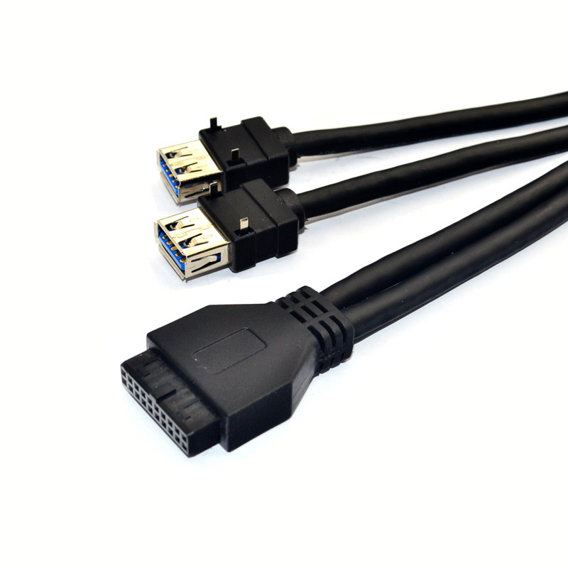 USB3.0数据线前置机箱面板线19针转TYPE-C带固定脚卡板DIY改机箱