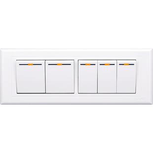 正泰墙壁开关 118型开关插座 NEW5G 四位 五开单控开关面板