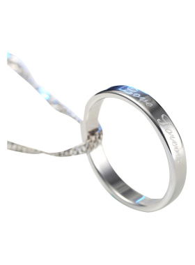 纯银刻字情侣生日礼物戒指吊坠