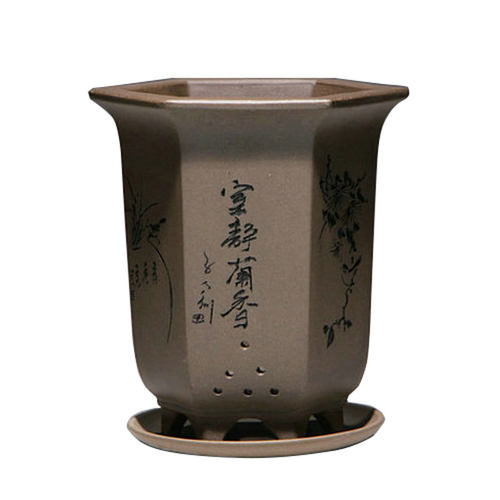 宜兴紫砂花盆带托盘兰花盆家用花盆君子兰花盆兰花专用盆特价清仓