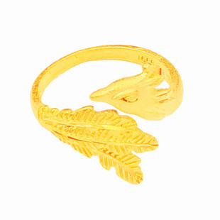 时尚沙金男女龙凤对戒硬币欧币镀金假黄金3D硬金立体龙凤结婚戒指