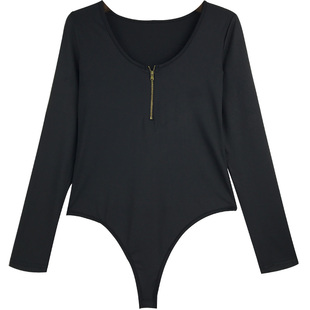 Women Sexy Casual Bodysuit Plus Size大码紧身连体衣暗扣打底T