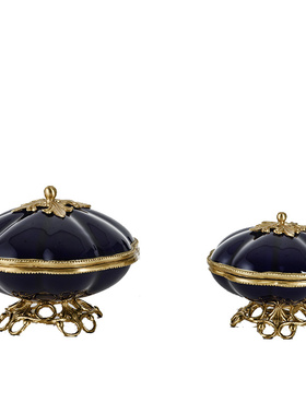 宝蓝色陶瓷电视柜欧美式储物罐