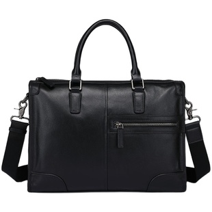 真皮男士手提包横款方形软皮电脑包头层牛皮商务简约大公文包青年