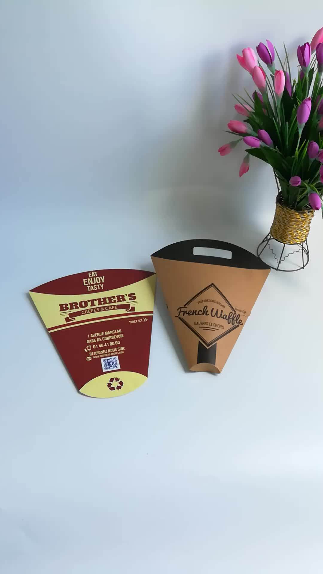 Wholesale Crepe Paper Cone,Greaseproof Kraft Cone Bubble Waffle Cone