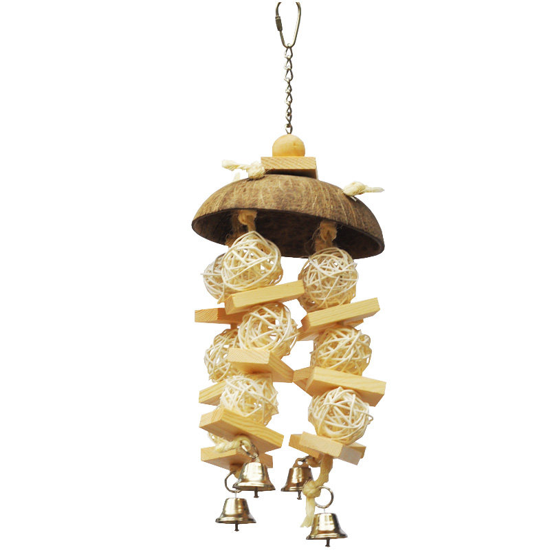 鹦鹉鸟用品原木色啃咬玩具椰子壳