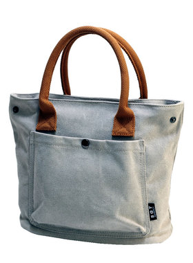 加厚帆布女包手提包复古文艺布包包便携托特包饭盒包纯色上班包潮
