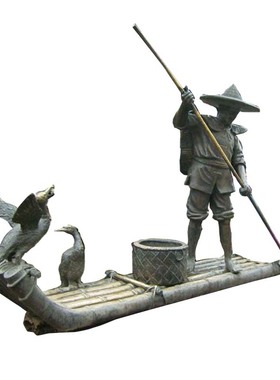渔民玻璃钢人物情景园林铜雕
