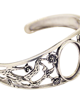 diy复古风梅花松石琥珀纯银手镯