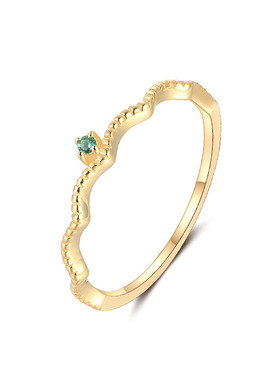 梦幻岛绿宝石戒指女925纯银镀金