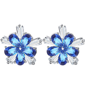 小花朵甜美耳钉日韩国气质田园清新可爱锆石耳环防过敏彩色耳饰品