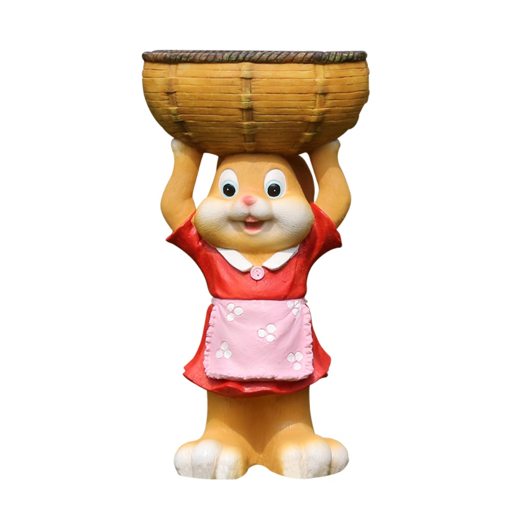 花园庭院装饰卡通兔子摆件树脂景观动物花缸户外雕塑园林创意可爱
