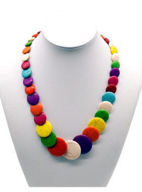 流行彩色圆形海岛风情松石项链