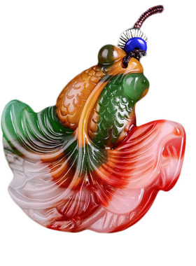 正品多彩连年有余纯天然挂件吊坠