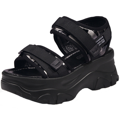 魔术贴厚底凉鞋女增高