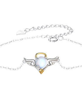 天使与恶魔月光石纯银闺蜜手链