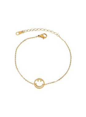 笑脸手链女ins小众18k韩版个性