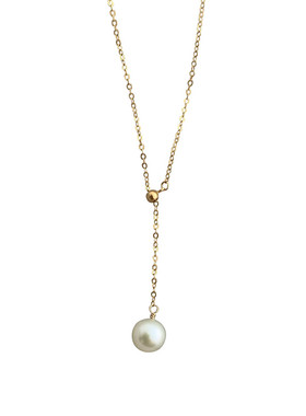 锁骨链包金可调节法式天然珍珠