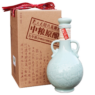 绍兴黄酒中粮原酿孔乙己九年陈花雕酒珍藏版半干糯米酒500ml礼盒