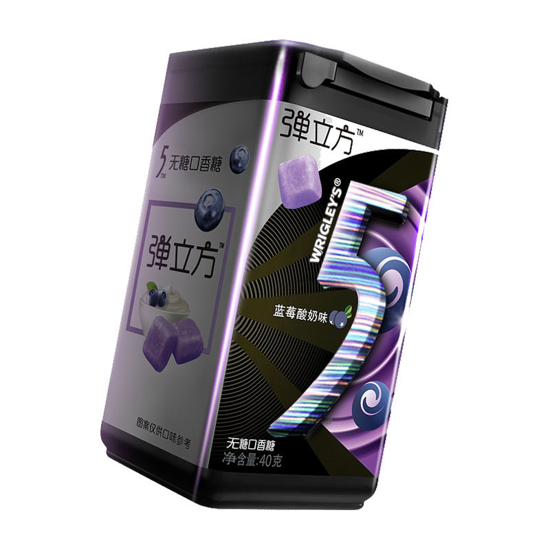 箭牌绿箭5弹立方无糖口香糖40g*3瓶弹力方清凉薄荷木糖醇清新口气
