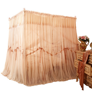 自然风双层床幔落地三开门方顶蚊帐加高加密加厚公主蚊帐定做蚊帐