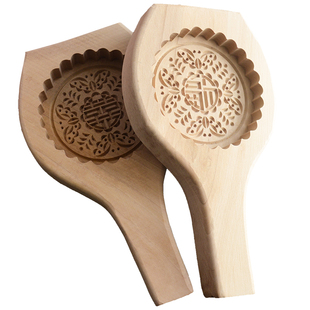 实木质福喜烧饼干青团绿豆糕点心冰皮巧果勃花烘焙印馒头月饼模具