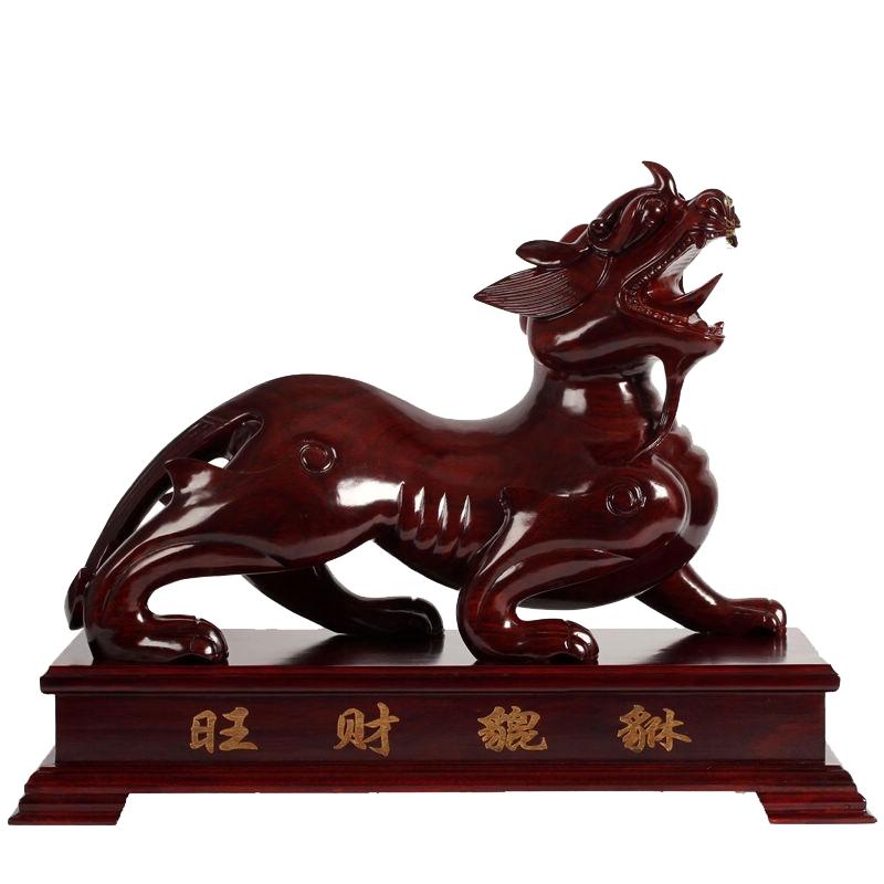 红木东阳貔貅摆件特大动物工艺品