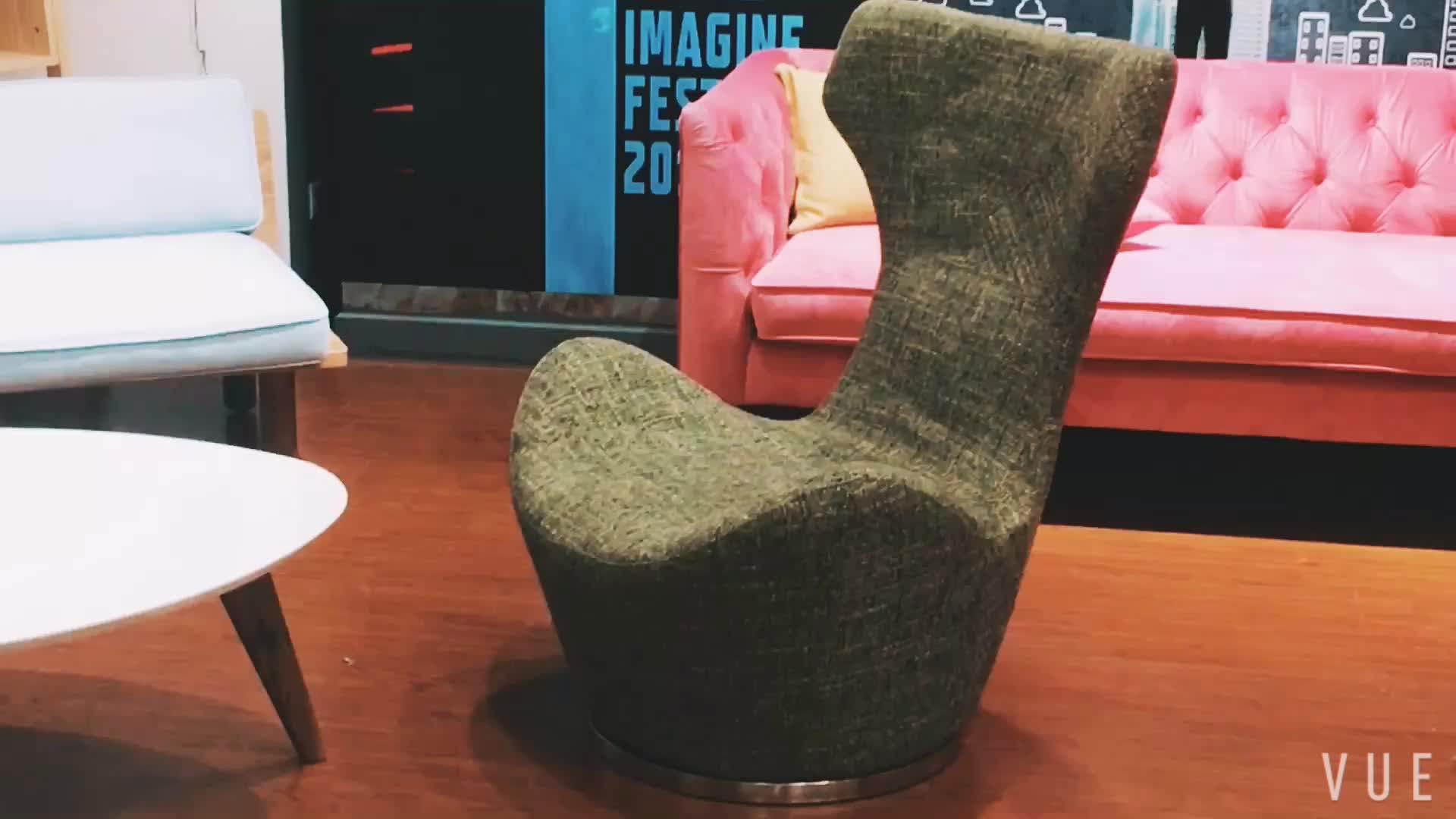 European Design Long Back Round Sofa Armchair Swivel Fabric Sofa Chair