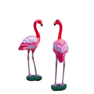 花园摆件别墅庭院假山水池景观装饰品摆设仿真动物雕塑火烈鸟摆件