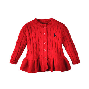 童装女童秋冬红色毛衣连衣裙长袖针织衫裙1-2-3岁 女宝宝毛衣外套