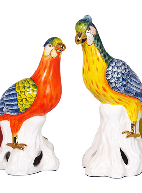 别墅美式风金刚鹦鹉软装陈设摆件