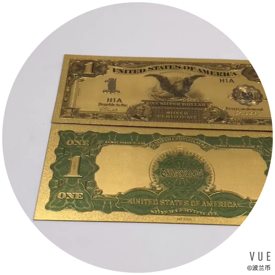 1899 Year Black Eagle 1 Us Dollar Bill Colored 24k Gold Banknote For