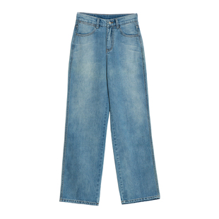 刘雯宋祖儿同款牛仔裤女2019秋冬机场街拍直筒深色宽松老爹裤女