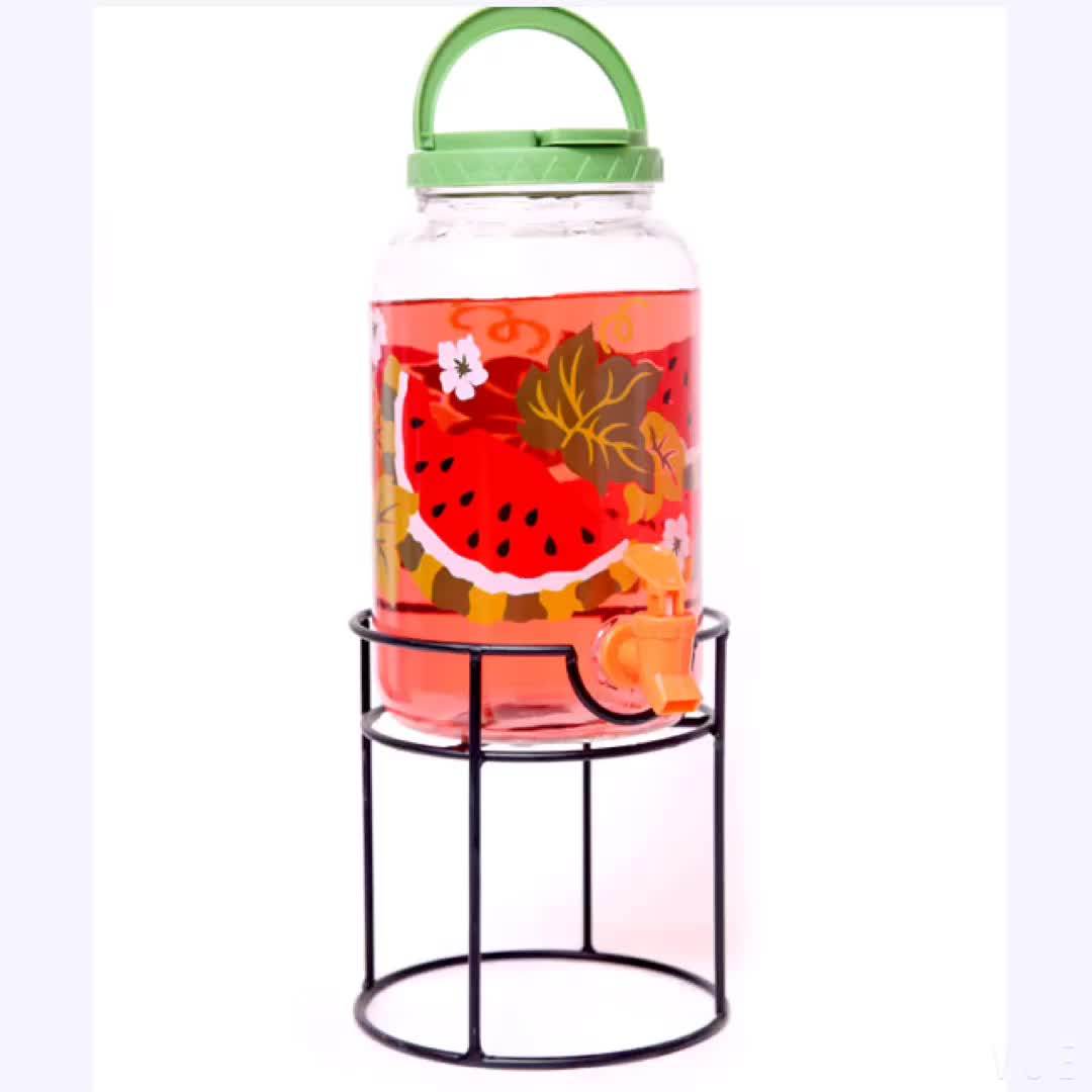 Watermelon Pattern Food Use Glass Mason Jar Canisters With Plastic