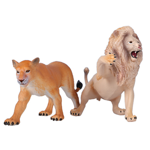 仿真非洲野生动物模型狮子玩具大号公狮母狮实心塑胶儿童认知礼物