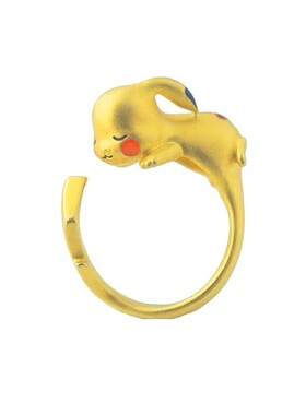 皮卡丘戒指生日礼物18K金定制
