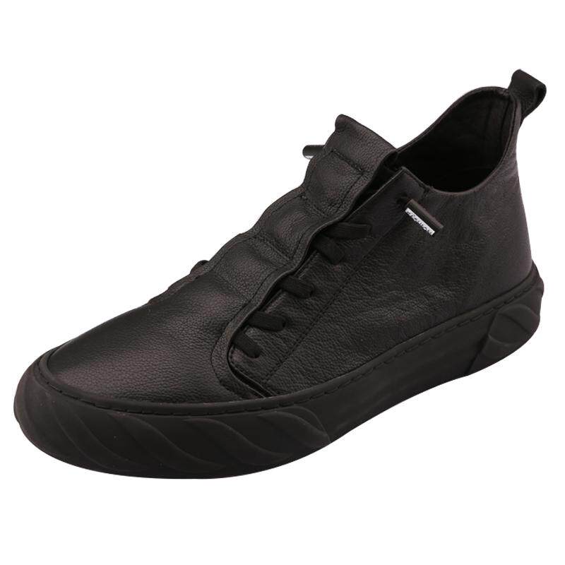 欧洲站男鞋秋季真皮拉链网红皮鞋