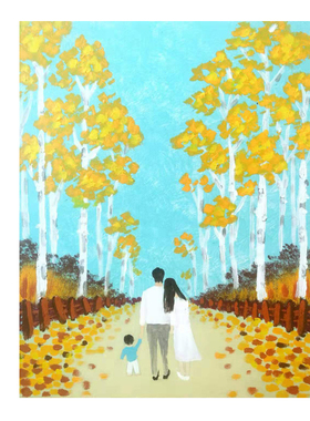 原创白头偕老四季一家三四口油画