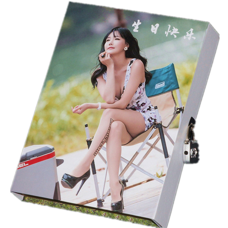 定制DIY笔记本封面 商务记事本密码本手账本A5方格本带锁日记本