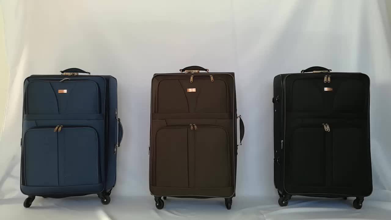 Black Color Cheap Fabric Eva Trolley Case 4 Wheel Travel 3pc Luggage