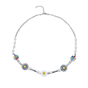 20ss雏菊反战笑脸太阳花珍珠项链手链蹦迪潮牌嘻哈情侣段宜恩同款