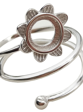 绕线镶嵌琥珀蜜蜡圆形戒指托包邮