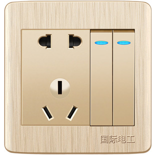【二开双控五孔】国际电工86型开关插座面板家用 带开关五孔插座